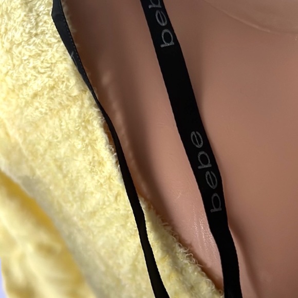 Bebe Swarovski long sleeve baby fur top crystals yellow y2k rare fuzzy sweater - Picture 6 of 7